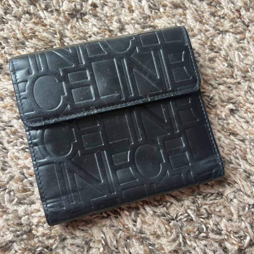 Celine Black Embossed Double Sided Mini Wallet